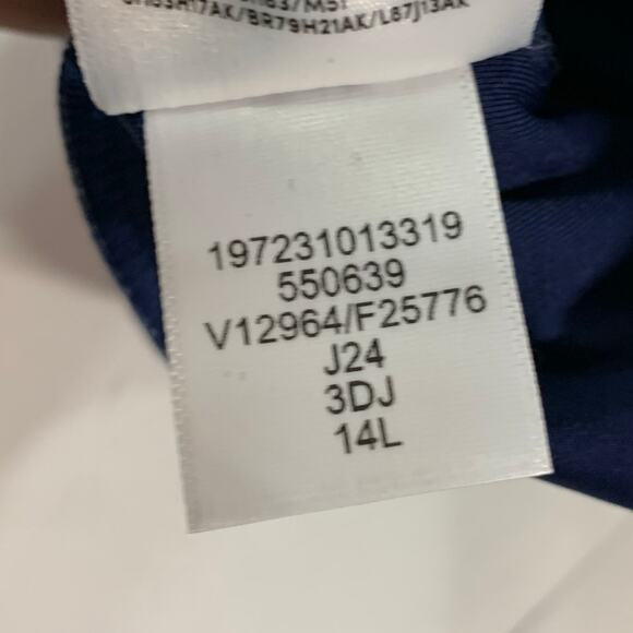 Lands End 14L NEW Womens V Neck Wrap Midkini Top Deep Sea Navy Ditsy Lilies - Picture 9 of 10